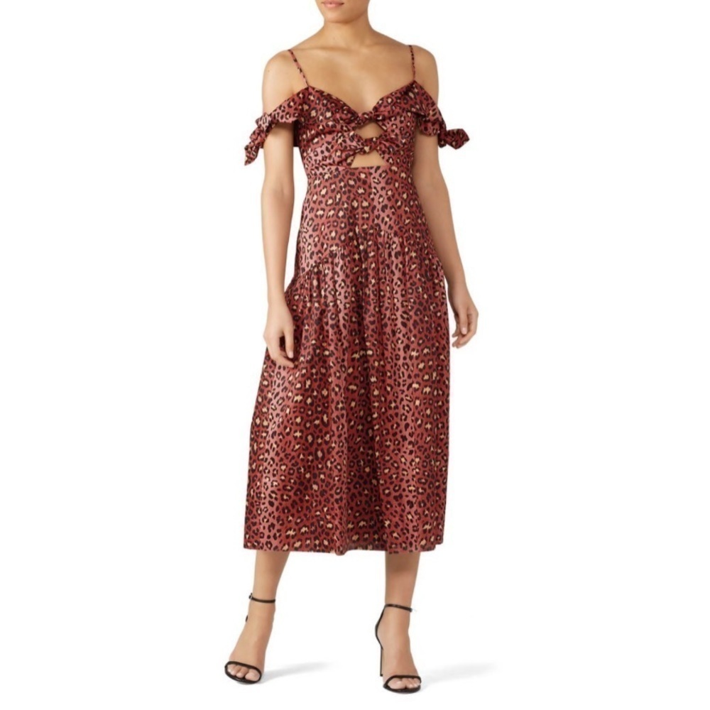 Rebecca Taylor Cotton Leopard Print Bow Cotton Dress